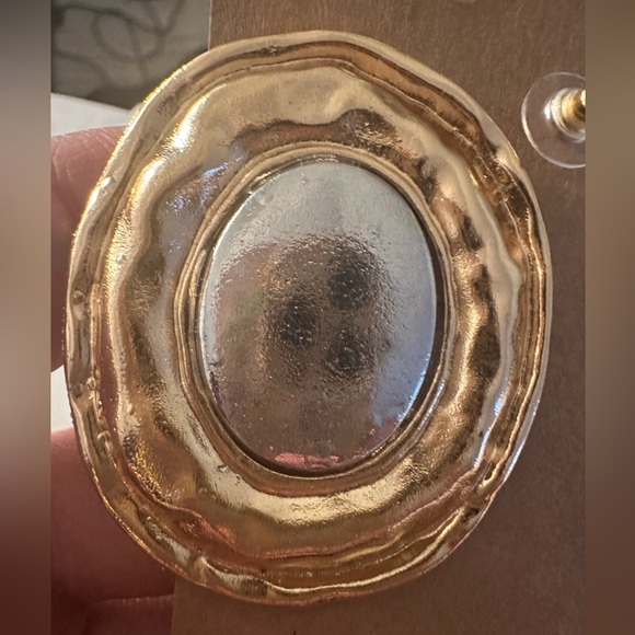 Geo stud earrings Gold Silver Statement Earrings Oval - Picture 3 of 6